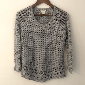 Lucky Brand Light Gray Open-Weave Scoop Neck Sweater